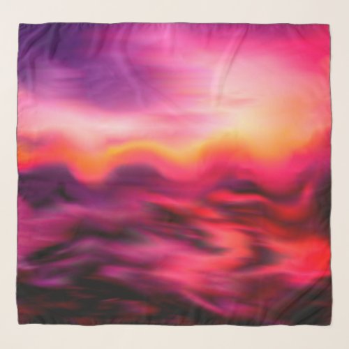 Modern Vivid Pink Ocean Sunrise Abstract Scarf