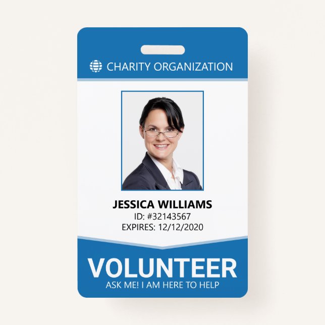 Modern Volunteer ID Badge (Front)