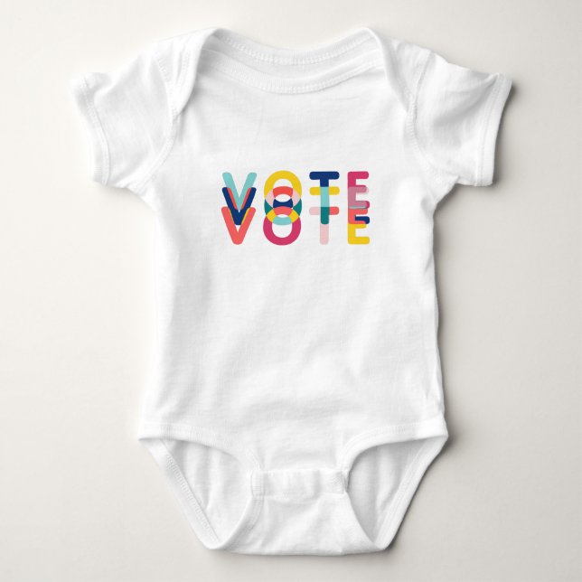 Modern Vote Baby in Pink, Blue and Yellow Bodysuit (Front)