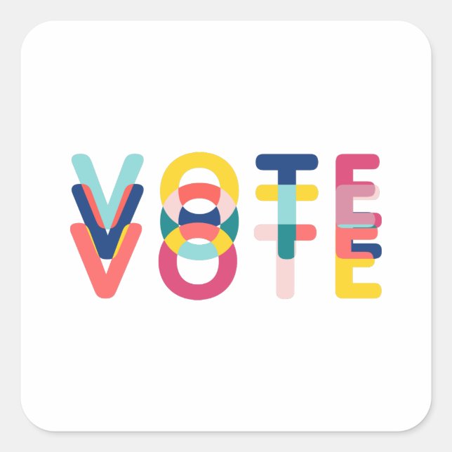 Modern Vote Sticker in Rainbow (Front)