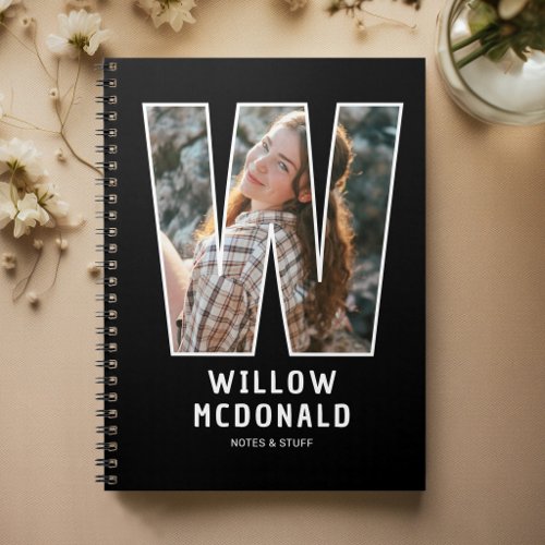 Modern "W" Photo Initial Monogram Notebook