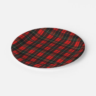 Modern Wallace Red Scottish Tartan Plaid Pattern Paper Plates