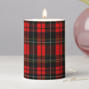 Modern Wallace Red Scottish Tartan Plaid Pattern Pillar Candle