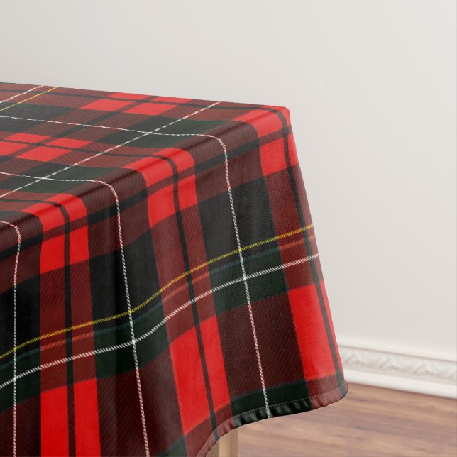 Modern Wallace Red Scottish Tartan Plaid Pattern Tablecloth (In Situ)