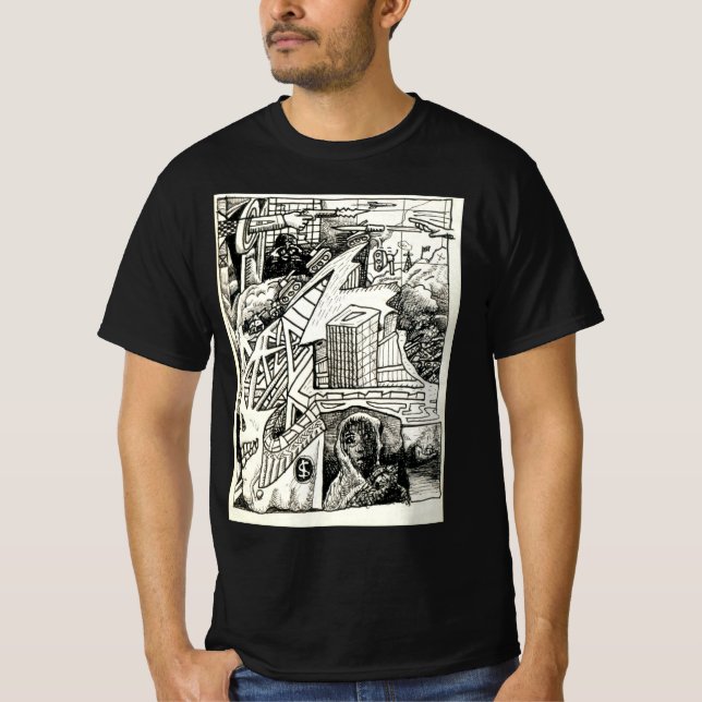 "Modern Warfare" ink drawing T-shirt (Front)