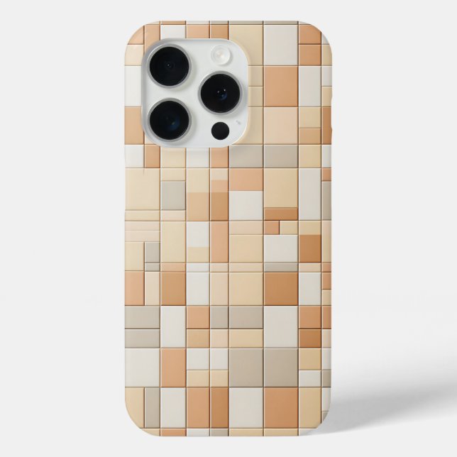 Modern Warm Beige & Peach Mosaic Phone Case Earth (Back)