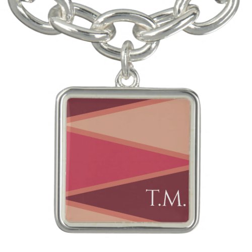 Modern Warm Color Geometric Patterned Initial Bracelet