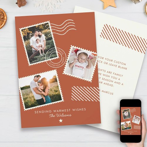 Modern Warm Family Photo Cute Stamp Holiday Card