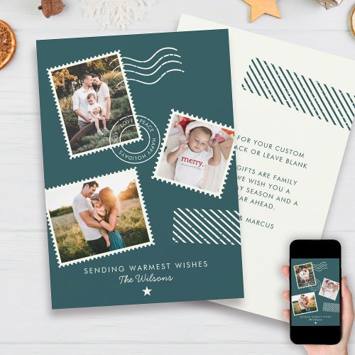 Modern Warm Family Photo Cute Stamp Holiday Card