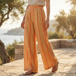 Modern Warm Orange Yellow Thin Horizontal Stripes Fabric