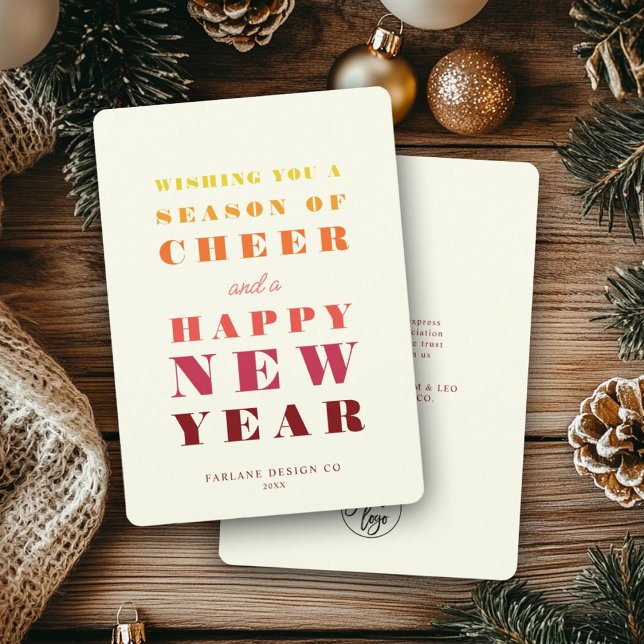 Modern Warm Rainbow Bold Season New Year Holiday Card (Creator Uploaded)