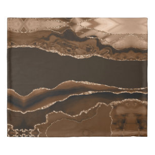 Modern Warm Tones Brown and Gold Agate Duvet Cover