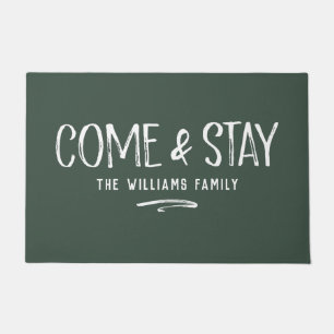 Modern Warm Welcome Personalized Door Mat