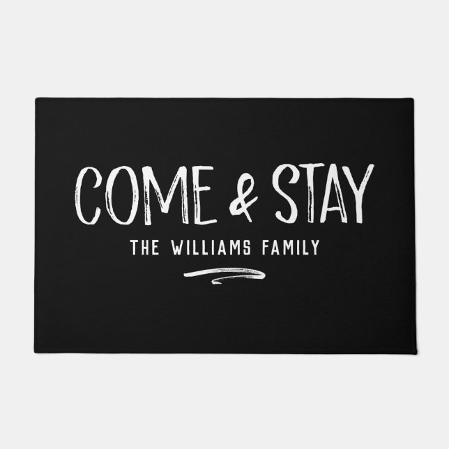 Modern Warm Welcome Personalized Door Mat (Front)