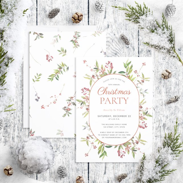 Modern Warm Winter Berry Christmas Party Invitation (Creator Uploaded)