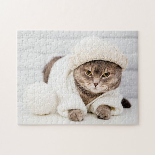 Modern Warm Winter Woollen Hat Kitty Cat Nature Jigsaw Puzzle