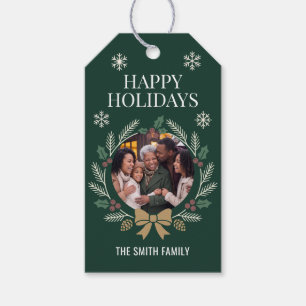 Modern Warm Wishes Photo Holiday Gift Tags