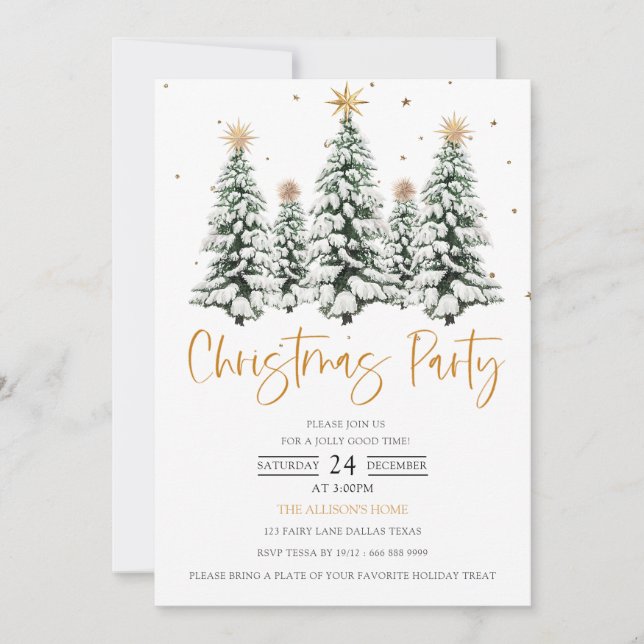 Modern Warm Xmas Stars Christmas Party  Invitation (Front)