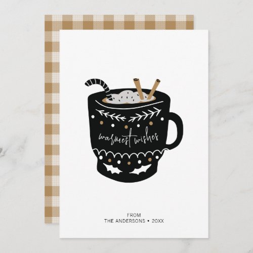 Modern Warmest Wishes Hot Cocoa Holiday Card