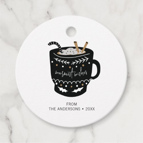 Modern Warmest Wishes Hot Cocoa Holiday Favor Tags