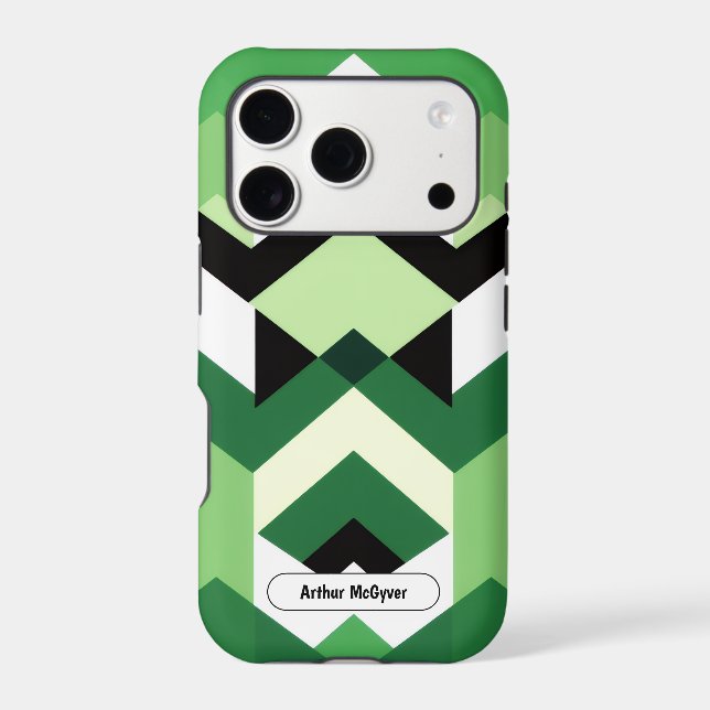 Modern Wasabi Green Block Chevron Design GIft iPhone Case (Back)