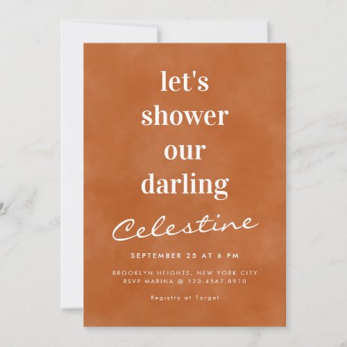 Modern Wash Ombre Terracotta Bridal Shower Invitation