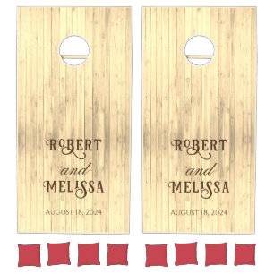 Modern Washed Wood Custom Wedding Cornhole Set