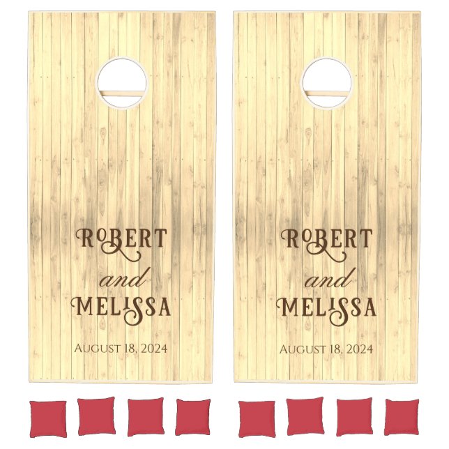 Modern Washed Wood Custom Wedding Cornhole Set (Set)