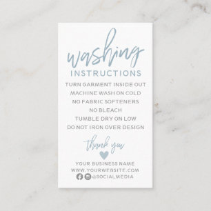 Modern Washing Instructions Business Card