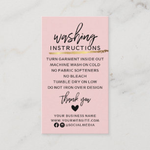 Modern Washing Instructions Clothing Shirt Care Business Card