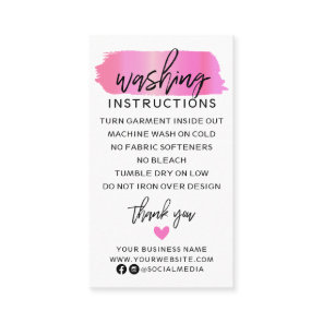Modern Washing Instructions Clothing Shirt Care Business Card