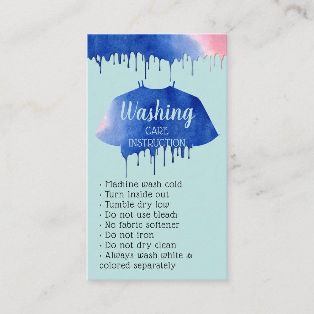 Modern Washing Instructions Clothing Shirt CaRES Business Card