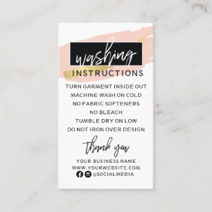 Modern Washing Instructions Shirt Care Business Card