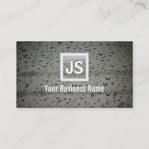 Modern Water Drops Monogram Business Card