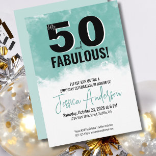 Modern Watercolor 50th Birthday Party Invitation