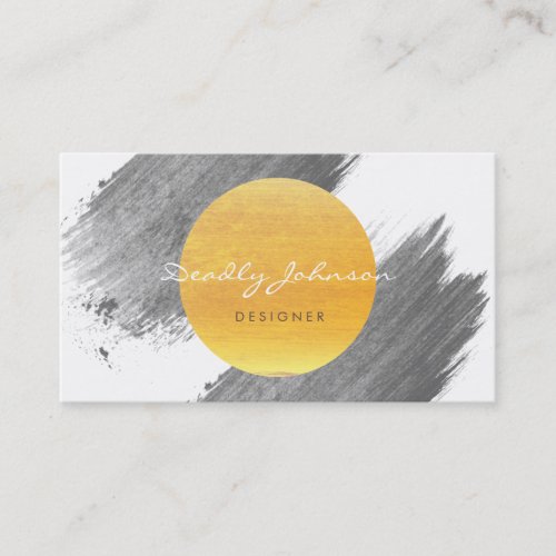 Modern Watercolor Abstract Elegant Black Yellow Business Card