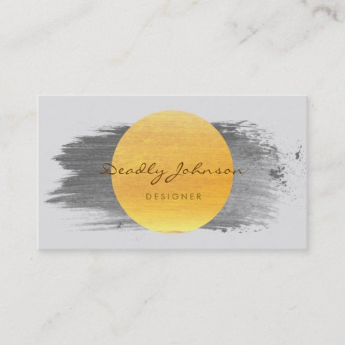 Modern Watercolor Abstract Elegant Black Yellow Business Card
