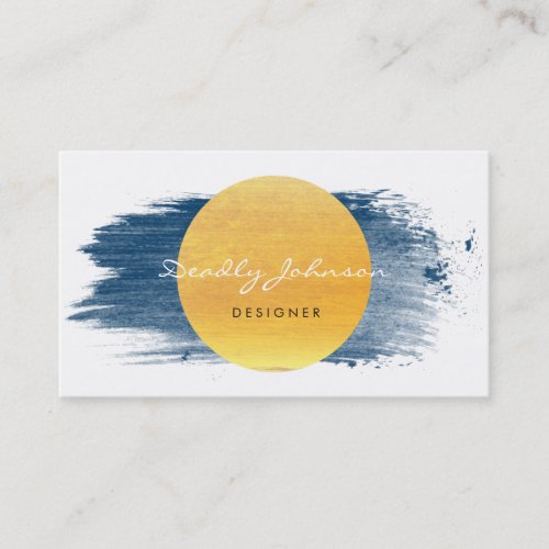 Modern Watercolor Abstract Elegant Blue Yellow Business Card