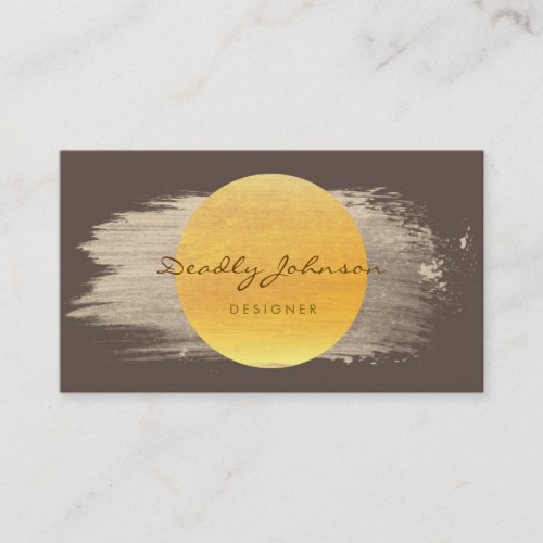 Modern Watercolor Abstract Elegant Brown Yellow Business Card