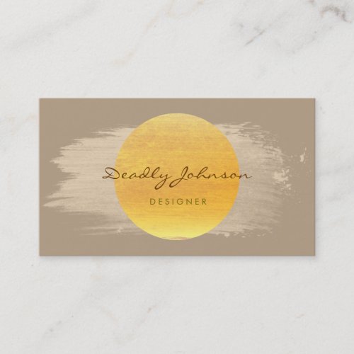 Modern Watercolor Abstract Elegant Brown Yellow Business Card