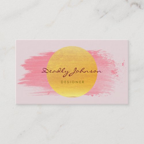 Modern Watercolor Abstract Elegant Pink Yellow Business Card