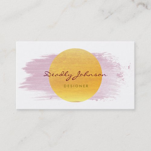 Modern Watercolor Abstract Elegant Pink Yellow Business Card