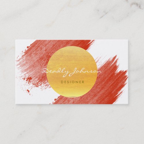 Modern Watercolor Abstract Elegant Red Yellow Business Card