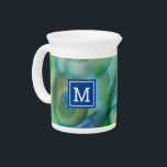 Modern Watercolor Abstract Floral Monogram Beverage Pitcher<br><div class="desc">This soft abstract design was created with watercolors on toned watercolor paper. The muted greens and blues go well with a number of decors and make a perfect gift for the modern art lover. Personalize with the monogram letter of your choice.</div>
