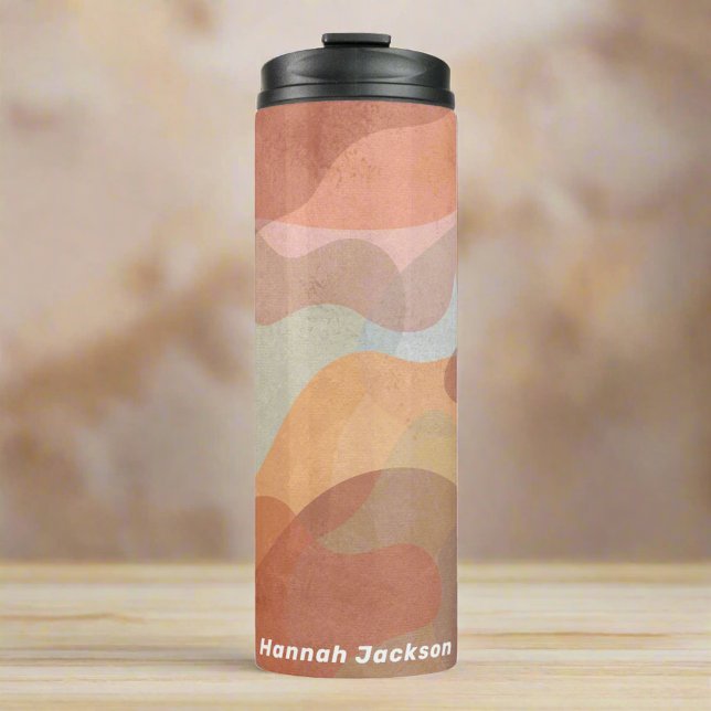 Modern Watercolor Abstract Girly Monogram Name  Thermal Tumbler (Creator Uploaded)