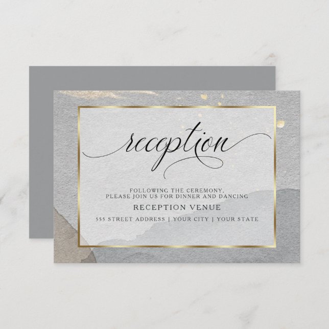 Modern Watercolor Abstract Granite Invitation (Front/Back)
