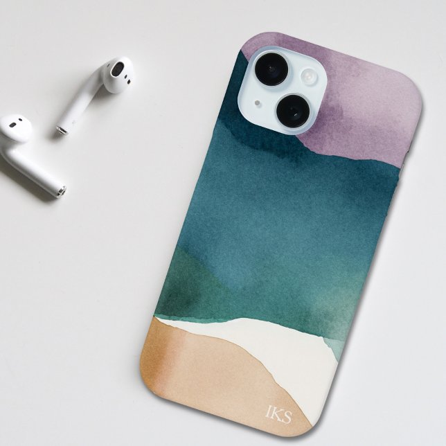 Modern Watercolor Abstract Monogram  Case-Mate iPhone Case (Creator Uploaded)