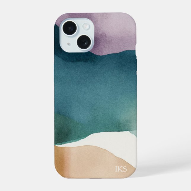 Modern Watercolor Abstract Monogram  Iphone Case (Back)