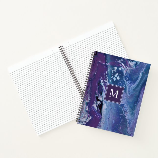 Modern Watercolor Abstract Monogram  Notebook (Inside)