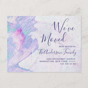 Modern Watercolor Abstract Moving Announcement Postcard